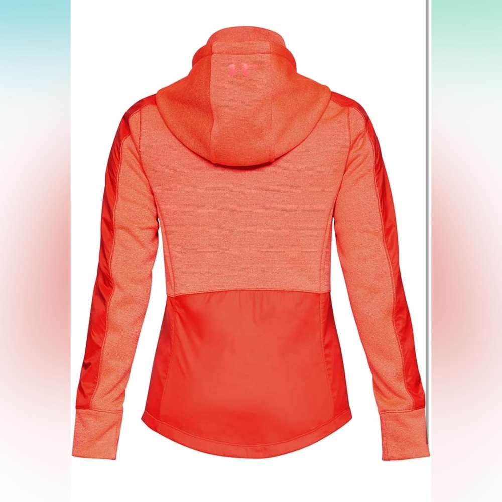 Under Armour Womens Small Neon Coral Red Orange Swacket Jacket Cold Gear Loose - Picture 7 of 8